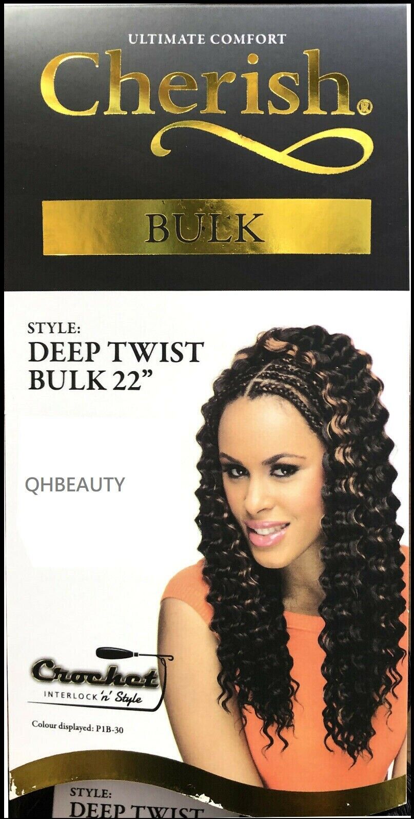 CHERISH SYNTHETIC BULK CROCHET CURLY HAIR EXTENSION BRAIDS - DEEP TWIST 22 INCH