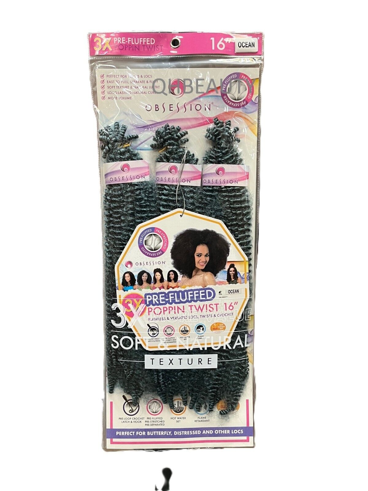 OBSESSION SYNTHETIC CROCHET SOFT BRAID 3X PRE-FLUFFED - POPPIN TWIST 16'' & 20"