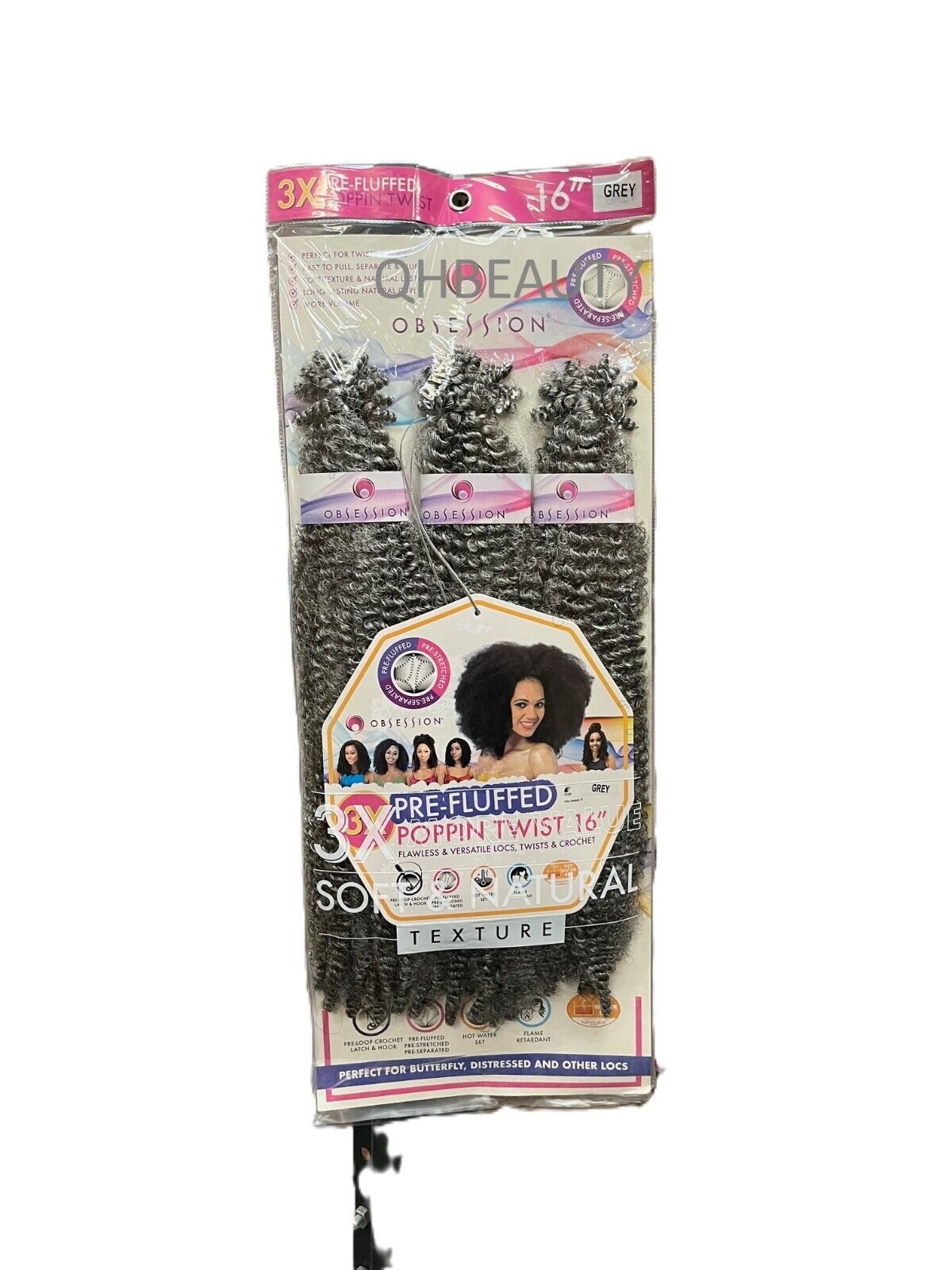 OBSESSION SYNTHETIC CROCHET SOFT BRAID 3X PRE-FLUFFED - POPPIN TWIST 16'' & 20"