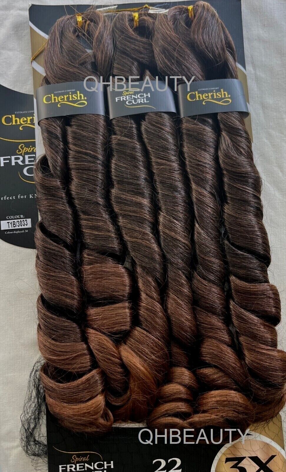 CHERISH SYNTHETIC CURLY SPIRAL HAIR EXTENSION BRAID - 3 x SPIRAL FRENCH CURL 22