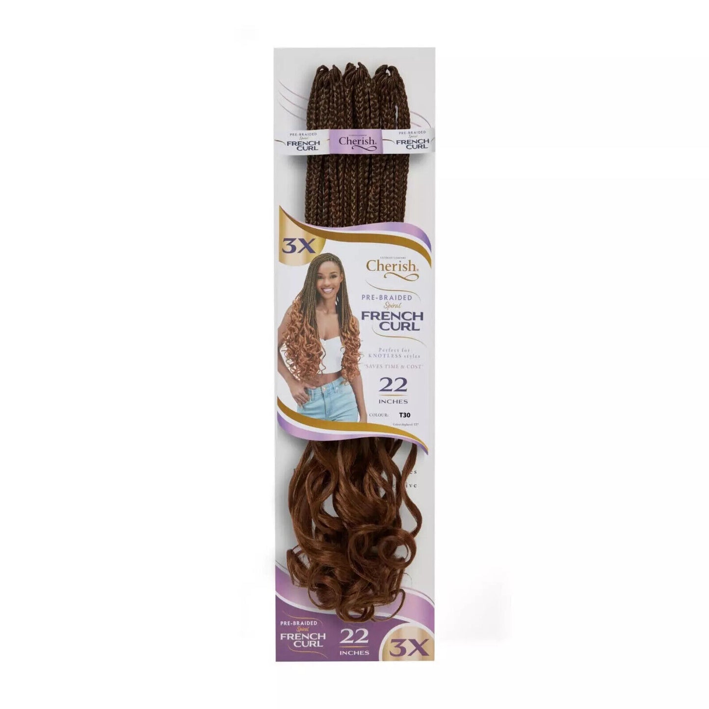 CHERISH SYNTHETIC CURLY HAIR EXTENSION BRAID - PRE BRAIDED SPIRAL FRENCH CURL 22
