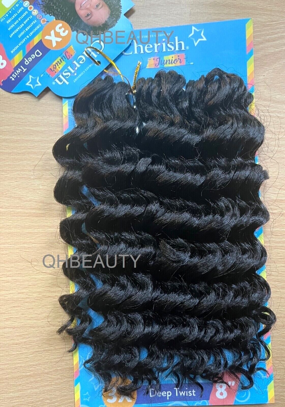 CHERISH SYNTHETIC JUNIOR KIDS CROCHET BRAID HAIR EXTENSION - 3 X DEEP TWIST 8 ''