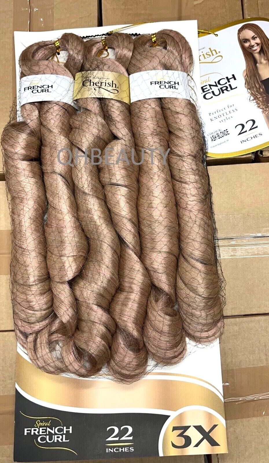 CHERISH SYNTHETIC CURLY SPIRAL HAIR EXTENSION BRAID - 3 x SPIRAL FRENCH CURL 22