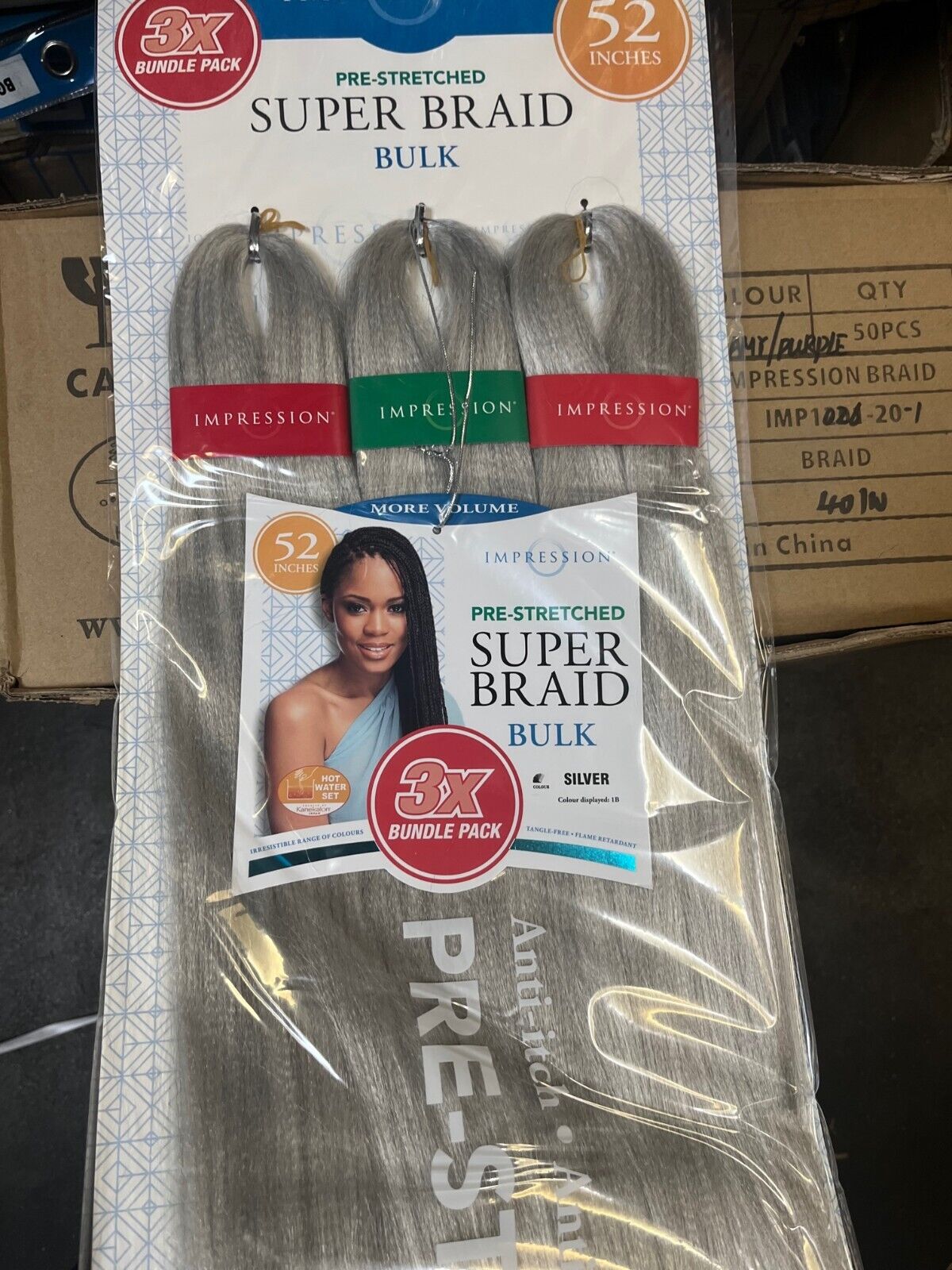 Impression Synthetic 3 X Bundle Pack Crochet Hair Extensions - Super Braid 52 "