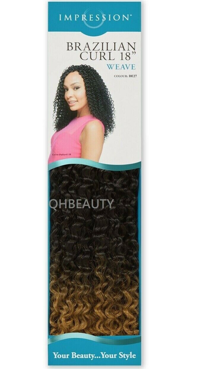 IMPRESSION SYNTHETIC LONG CURLY HAIR EXTENSION WEAVE - BRAZILIAN CURL 18 INCH