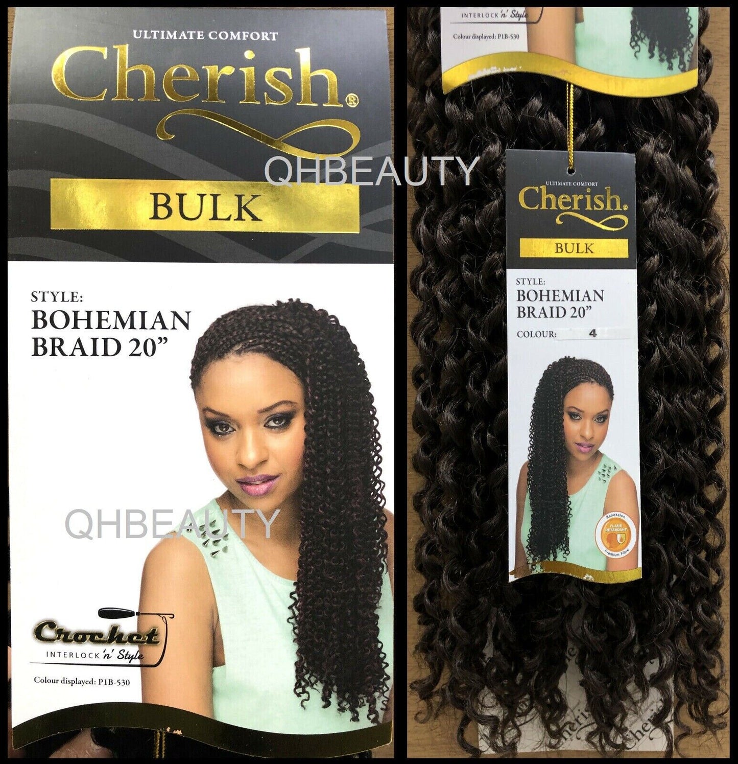 CHERISH SYNTHETIC CROCHET CURLY HAIR EXTENSION BRAID - BOHEMIAN BULK 20 INCH
