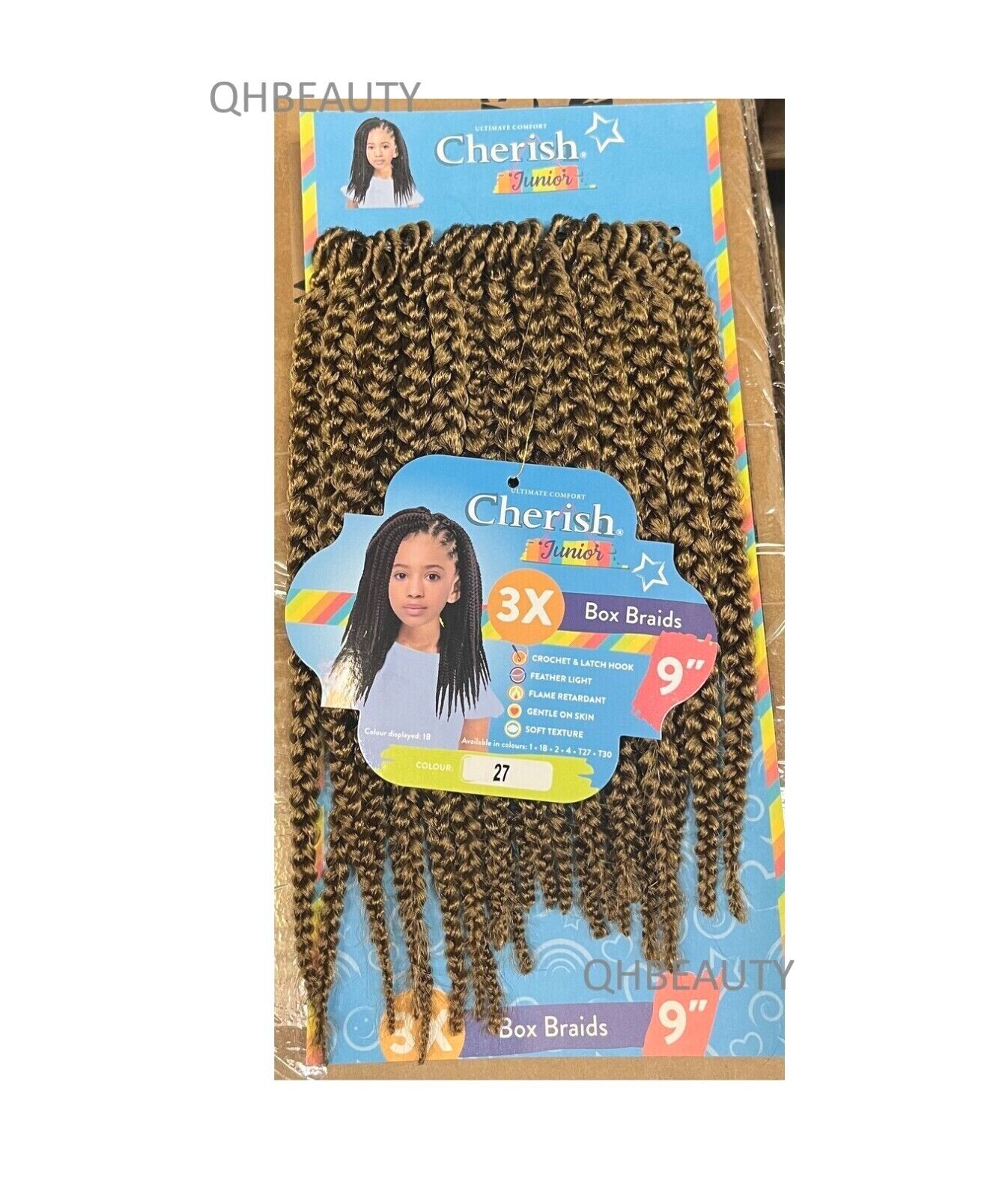 CHERISH SYNTHETIC JUNIOR KIDS CROCHET BRAID HAIR EXTENSION - 3 X BOX BRAIDS 9''