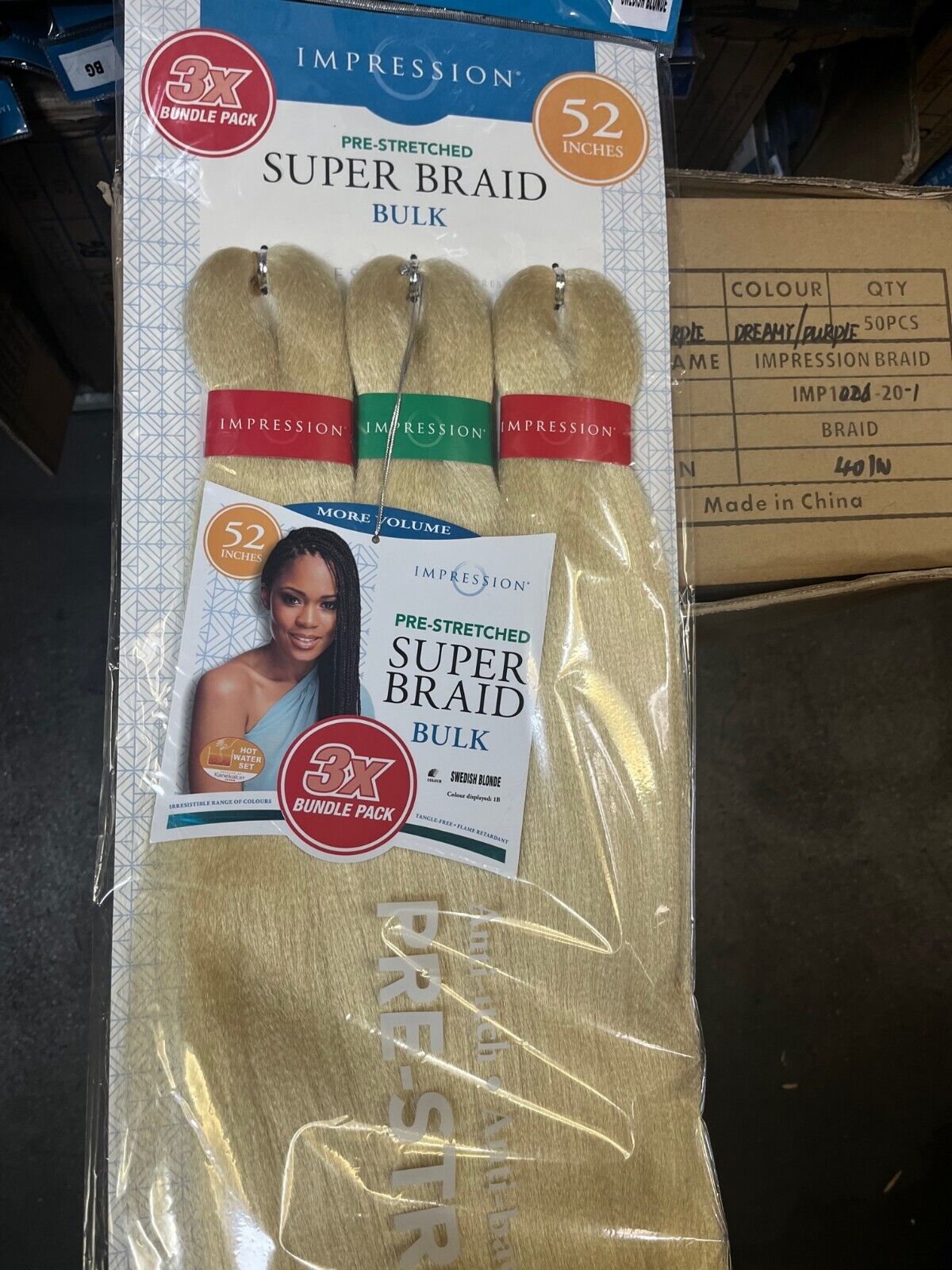 Impression Synthetic 3 X Bundle Pack Crochet Hair Extensions - Super Braid 52 "