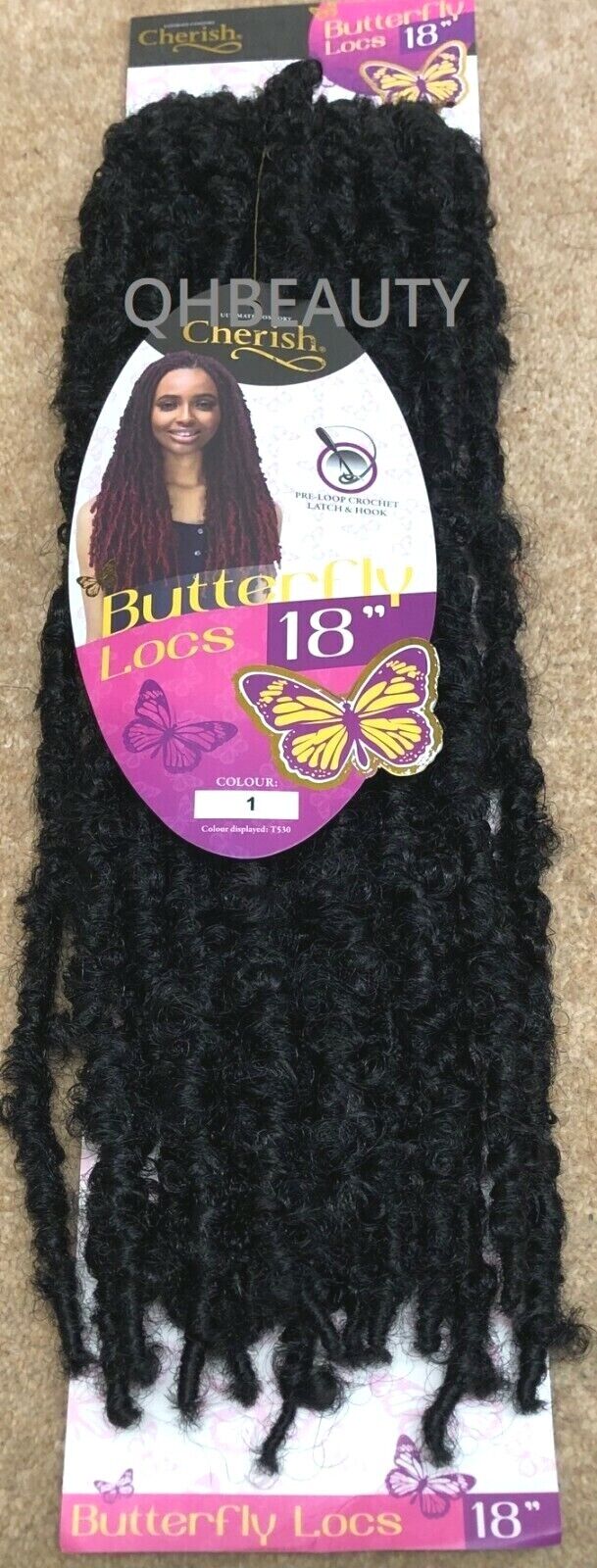 CHERISH SYNTHETIC CROCHET LONG HAIR EXTENSION PRE LOOP BRAID - BUTTERFLY LOC 18"