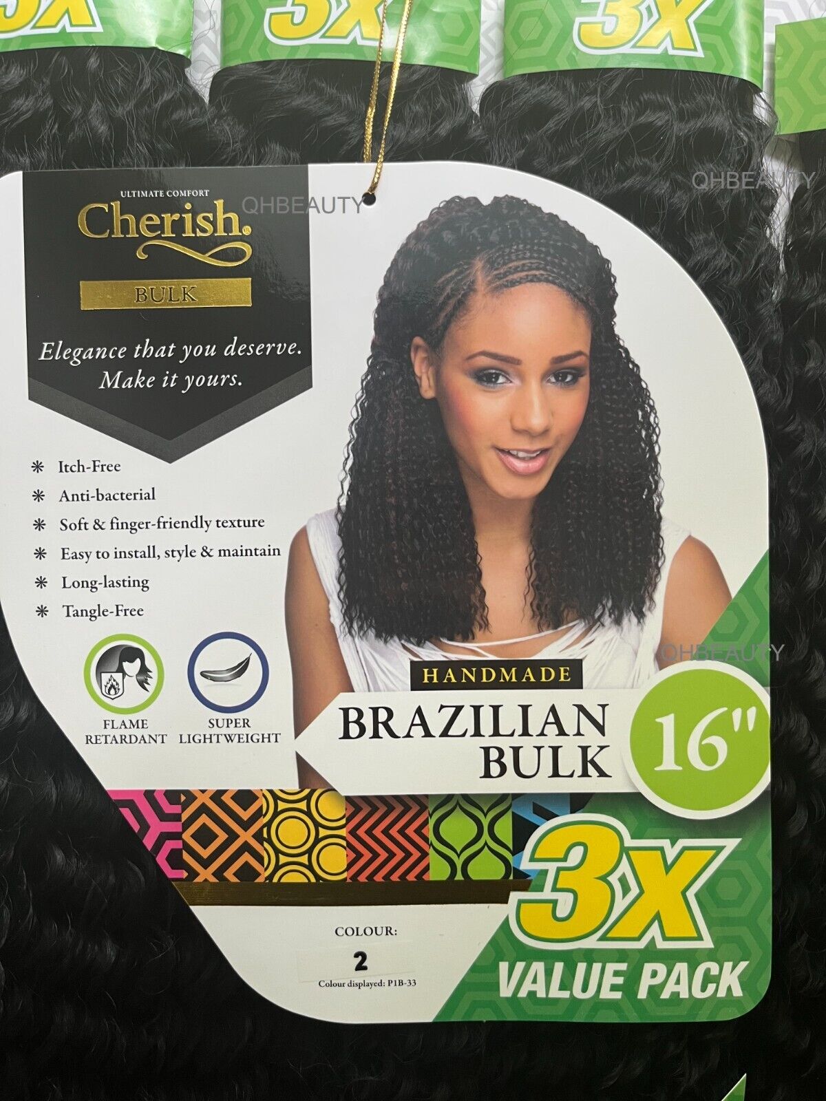 Cherish Synthetic Crochet Braid Hair Extension Handmade 3 x Brazilian Bulk 16''