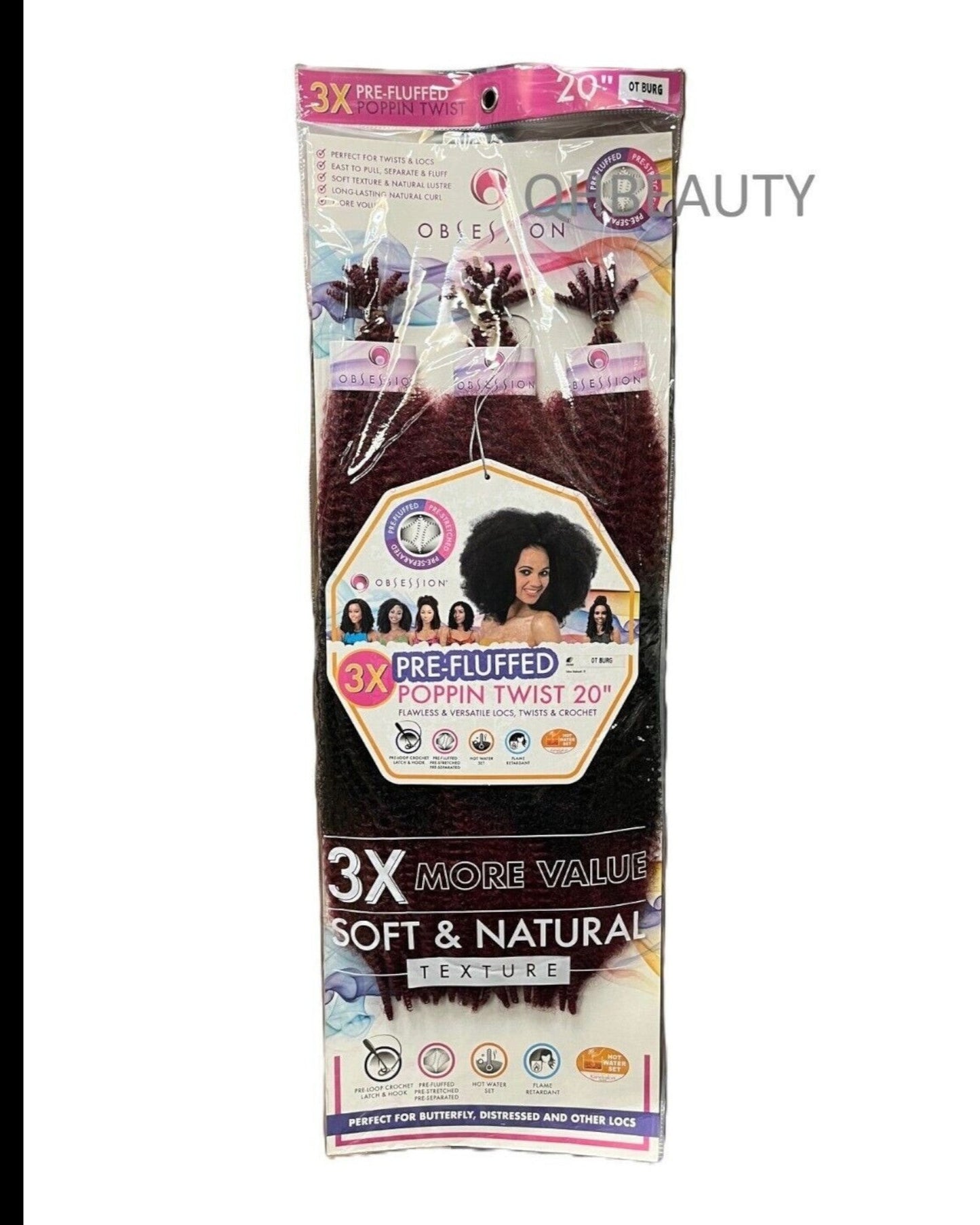 OBSESSION SYNTHETIC CROCHET SOFT BRAID 3X PRE-FLUFFED - POPPIN TWIST 16'' & 20"