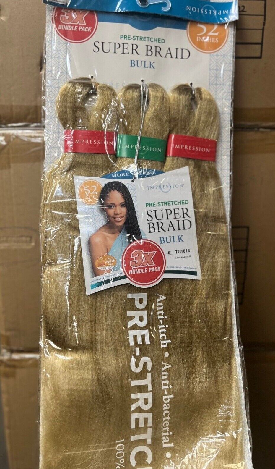 Impression Synthetic 3 X Bundle Pack Crochet Hair Extensions - Super Braid 52 "
