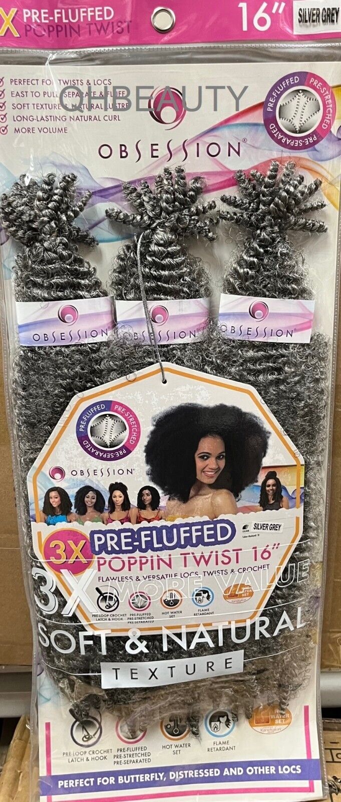 OBSESSION SYNTHETIC CROCHET SOFT BRAID 3X PRE-FLUFFED - POPPIN TWIST 16'' & 20"