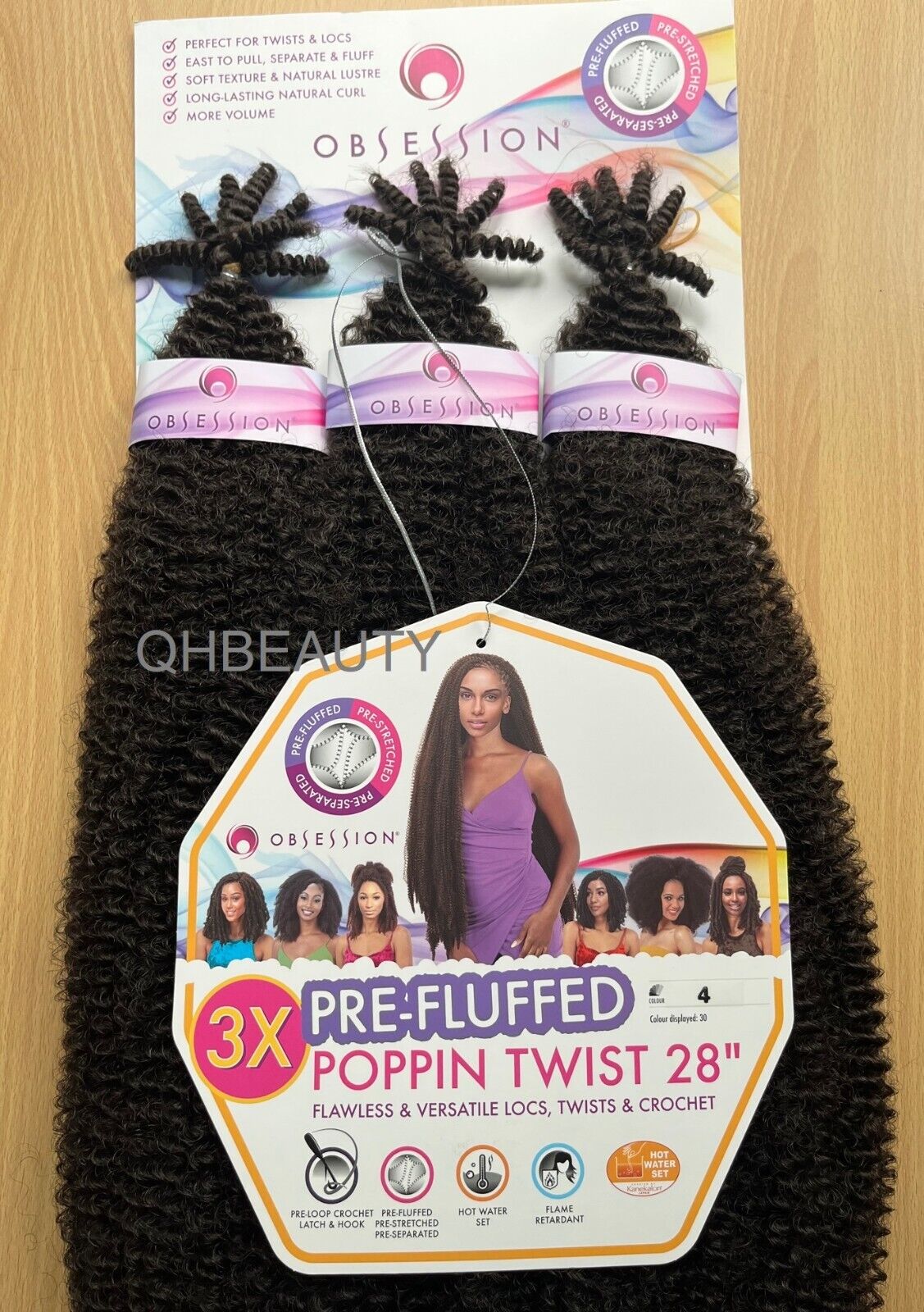 OBSESSION SYNTHETIC CROCHET BRAID 3X PRE-FLUFFED - POPPIN TWIST 28 INCHES