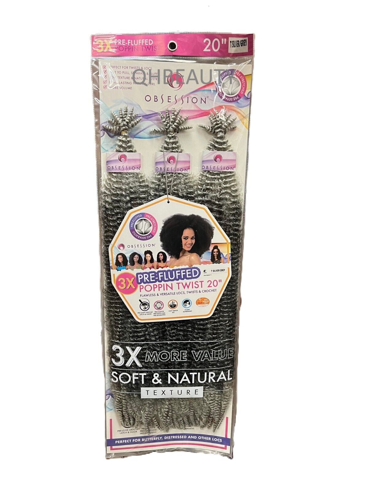 OBSESSION SYNTHETIC CROCHET SOFT BRAID 3X PRE-FLUFFED - POPPIN TWIST 16'' & 20"