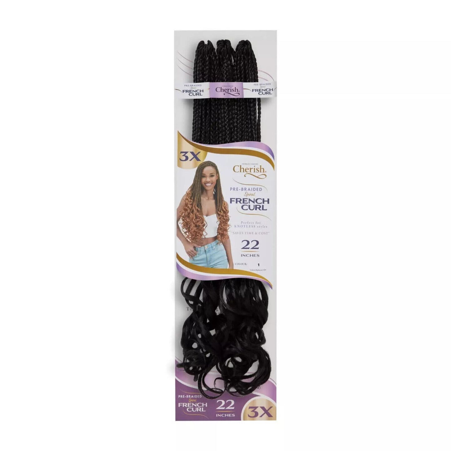 CHERISH SYNTHETIC CURLY HAIR EXTENSION BRAID - PRE BRAIDED SPIRAL FRENCH CURL 22