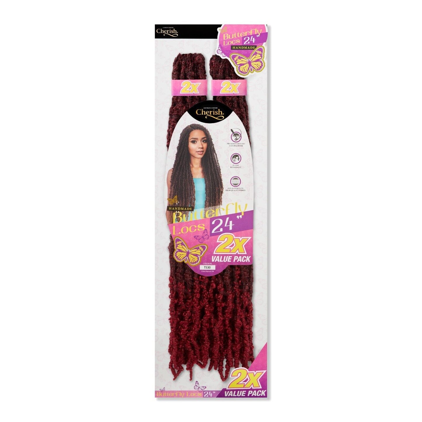 CHERISH SYNTHETIC CROCHET LONG HAIR EXTENSION PRE LOOP BRAID - BUTTERFLY LOC 24"