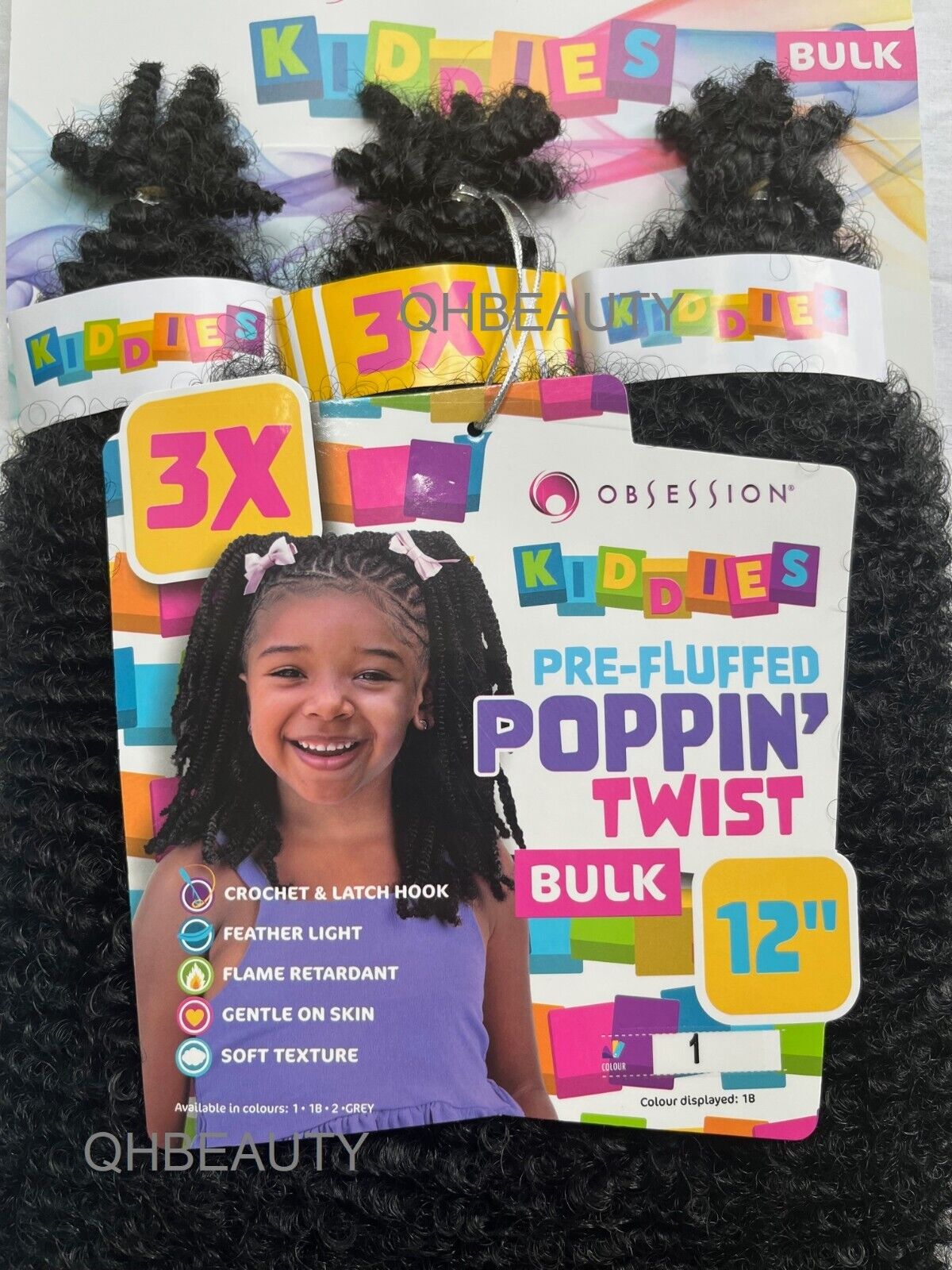 OBSESSION SYNTHETIC KIDS CROCHET BRAID HAIR EXTENSION BULK - POPPIN TWIST 12''