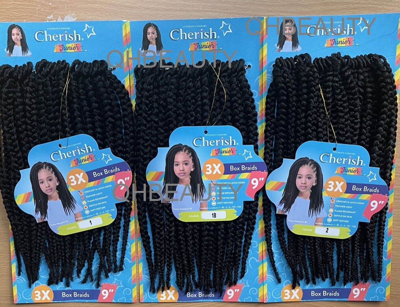 CHERISH SYNTHETIC JUNIOR KIDS CROCHET BRAID HAIR EXTENSION - 3 X BOX BRAIDS 9''
