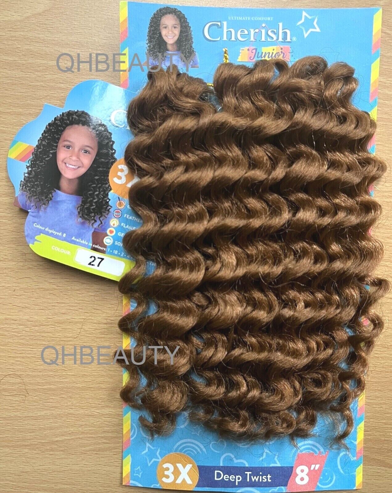 CHERISH SYNTHETIC JUNIOR KIDS CROCHET BRAID HAIR EXTENSION - 3 X DEEP TWIST 8 ''