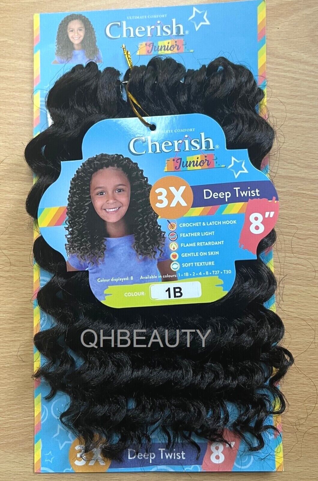 CHERISH SYNTHETIC JUNIOR KIDS CROCHET BRAID HAIR EXTENSION - 3 X DEEP TWIST 8 ''
