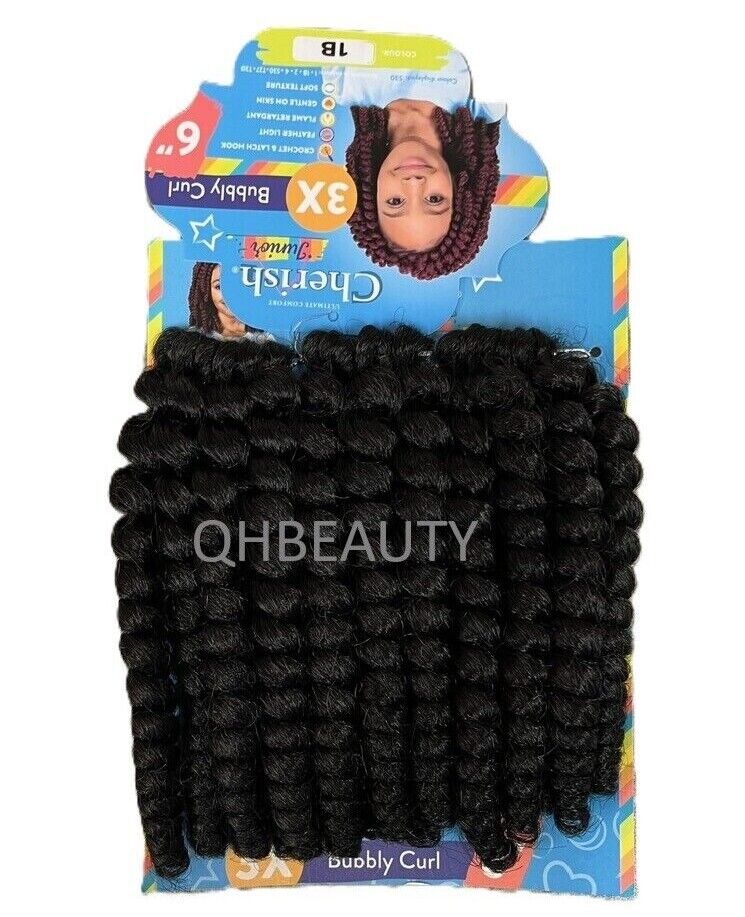 CHERISH SYNTHETIC JUNIOR KIDS CROCHET BRAID HAIR EXTENSION - BUBBLY CURL 6 INCH