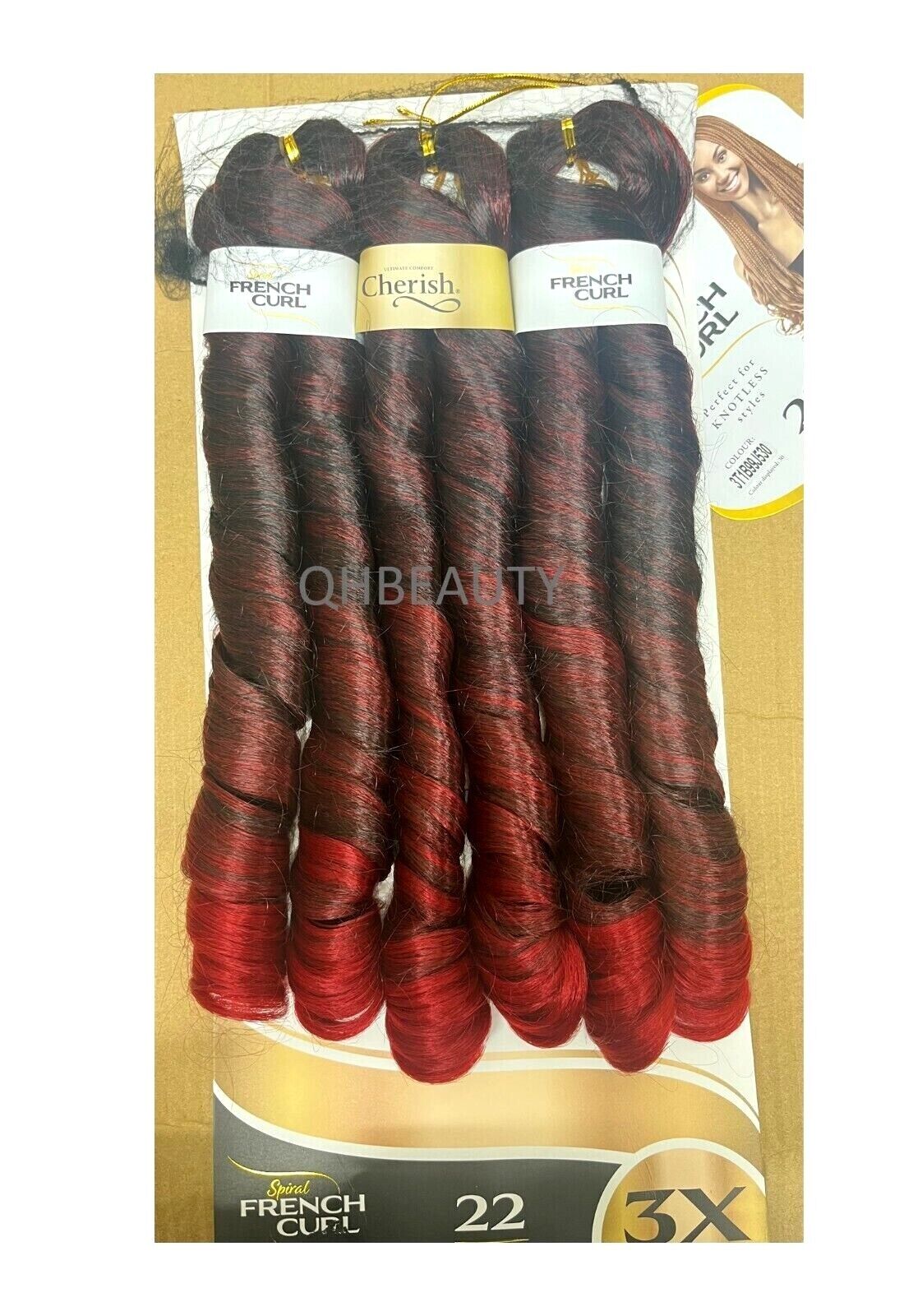 CHERISH SYNTHETIC CURLY SPIRAL HAIR EXTENSION BRAID - 3 x SPIRAL FRENCH CURL 22