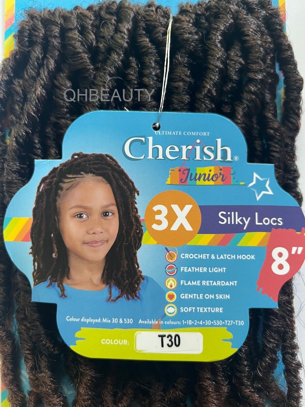 CHERISH SYNTHETIC JUNIOR KIDS CROCHET BRAID HAIR EXTENSION - SILKY LOCS 8 INCH