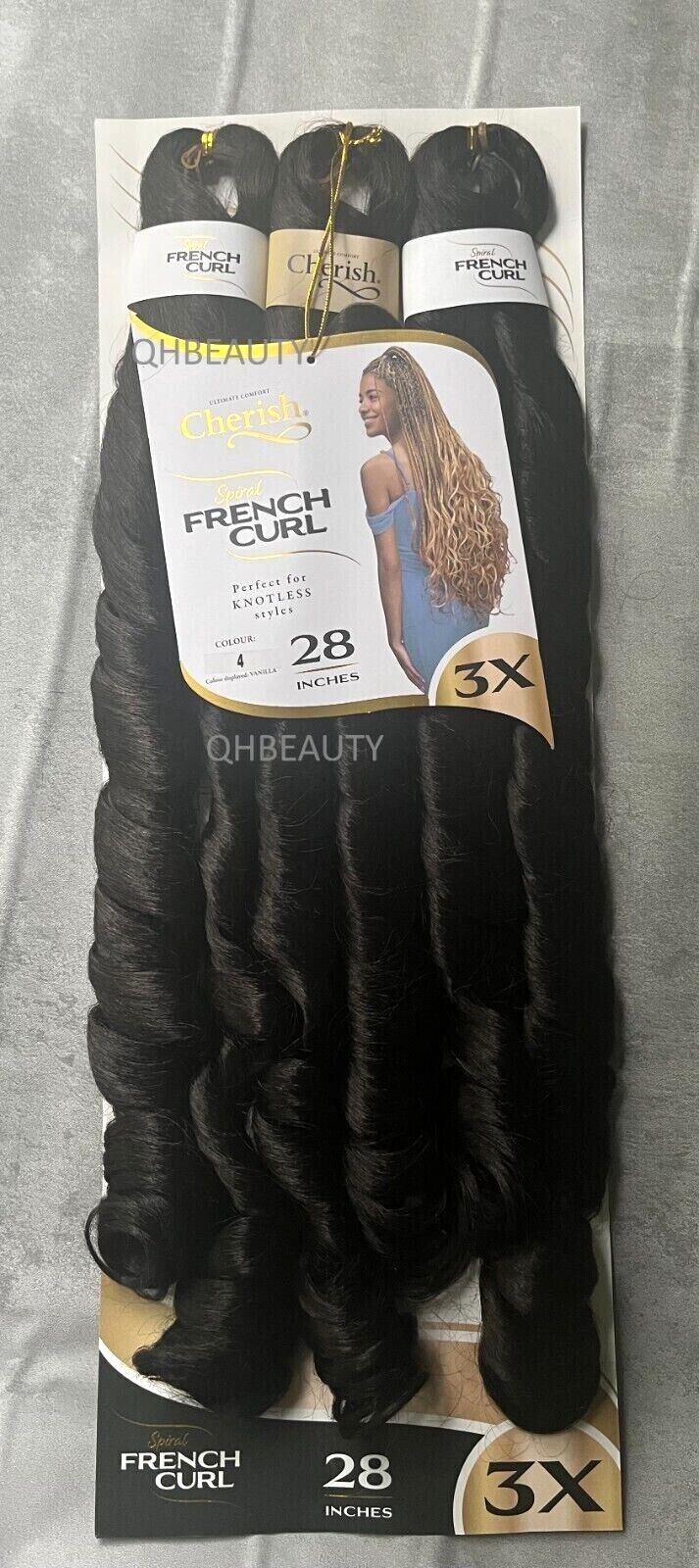 CHERISH SYNTHETIC HAIR EXTENSION BRAID - 3 x SPIRAL FRENCH CURL 22 & 28 INCHES