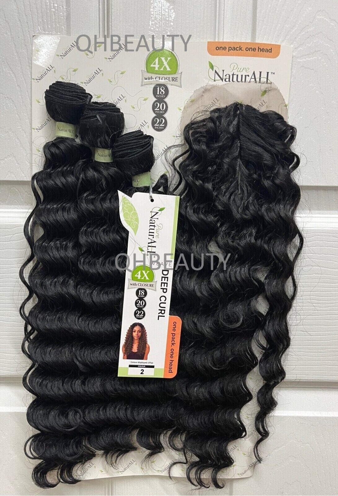 NaturALL SYNTHETIC CURLY HAIR EXTENSION 4 PCS WEAVE - DEEP CURL 18/20/22 INCHES