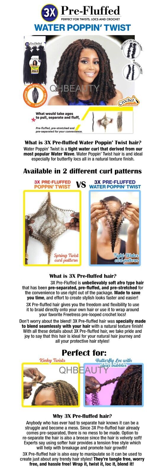 OBSESSION SYNTHETIC CROCHET BRAID 3X PRE-FLUFFED - WATER POPPIN TWIST 24 INCHES