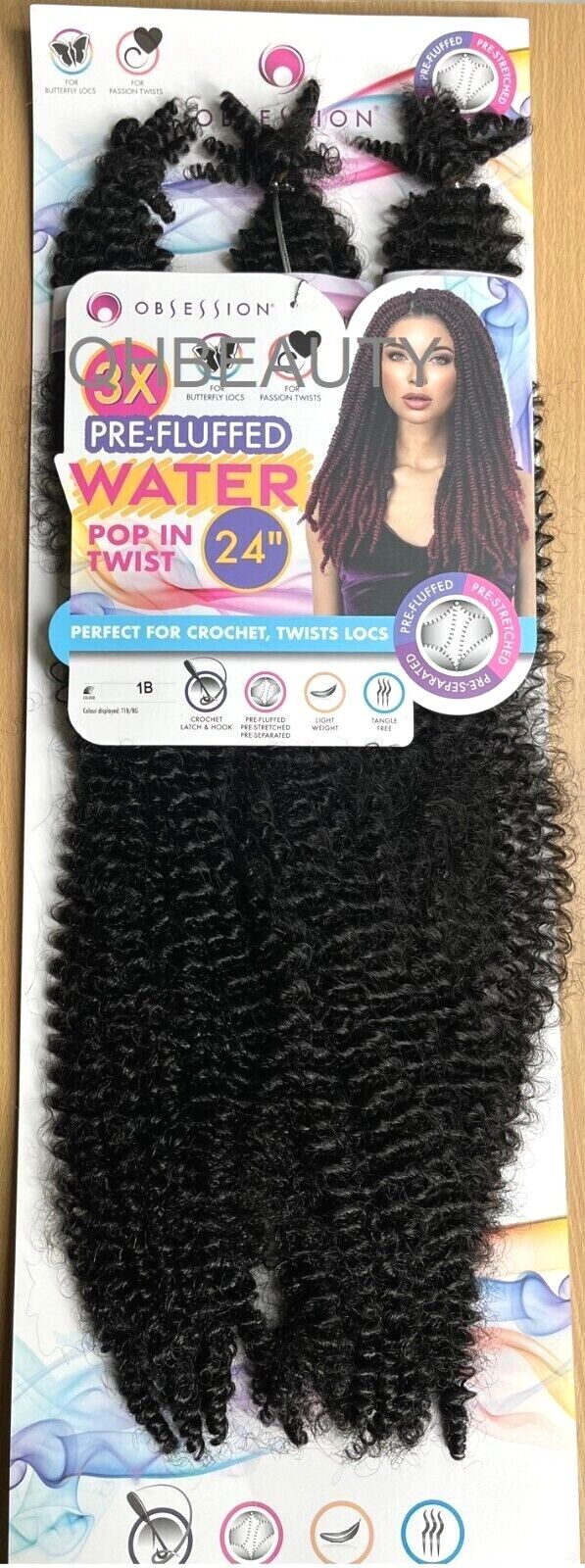 OBSESSION SYNTHETIC CROCHET BRAID 3X PRE-FLUFFED - WATER POPPIN TWIST 24 INCHES