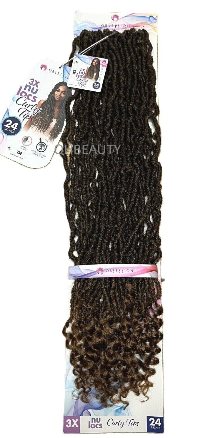 Obsession Synthetic Crochet PreLoop Braid Hair Extension - NU LOCS CURLY TIPS 24