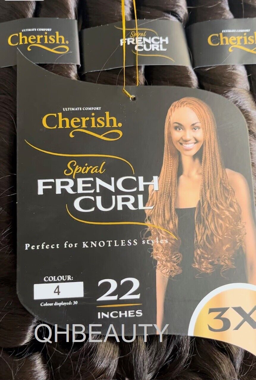 CHERISH SYNTHETIC CURLY SPIRAL HAIR EXTENSION BRAID - 3 x SPIRAL FRENCH CURL 22