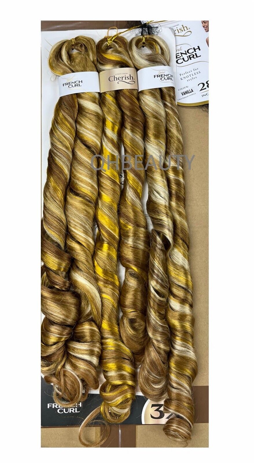 CHERISH SYNTHETIC HAIR EXTENSION BRAID - 3 x SPIRAL FRENCH CURL 22 & 28 INCHES