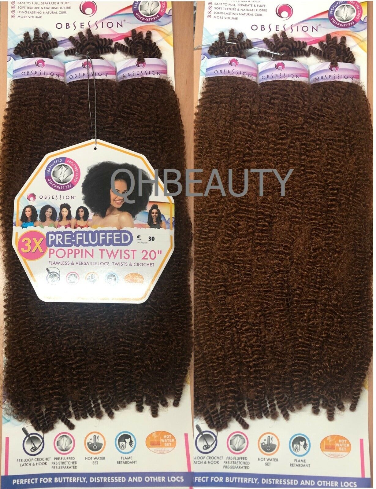 OBSESSION SYNTHETIC CROCHET SOFT BRAID 3X PRE-FLUFFED - POPPIN TWIST 16'' & 20"