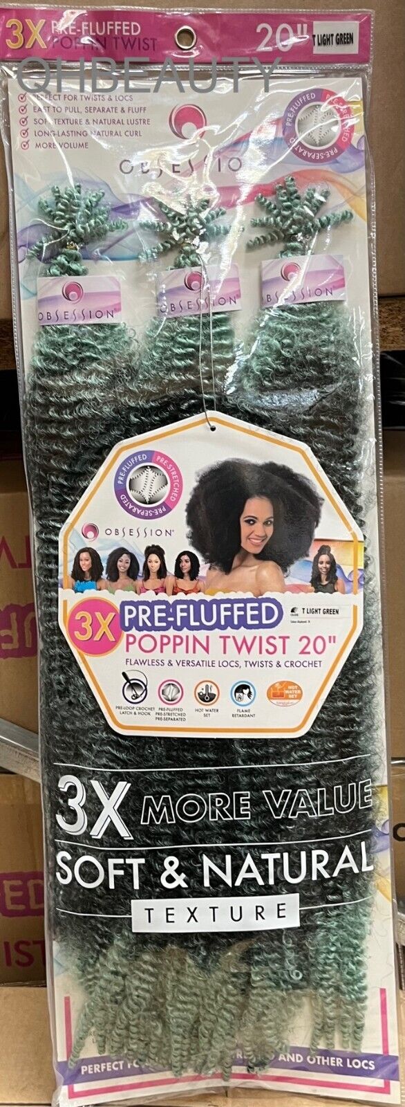 OBSESSION SYNTHETIC CROCHET SOFT BRAID 3X PRE-FLUFFED - POPPIN TWIST 16'' & 20"