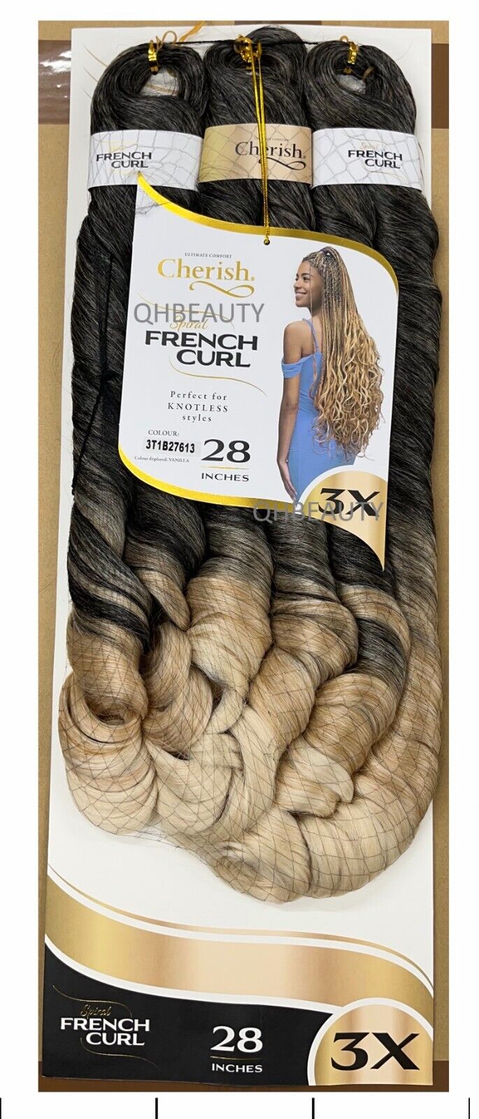 CHERISH SYNTHETIC CURLY HAIR EXTENSION BRAID - 3 x SPIRAL FRENCH CURL 28 INCHES