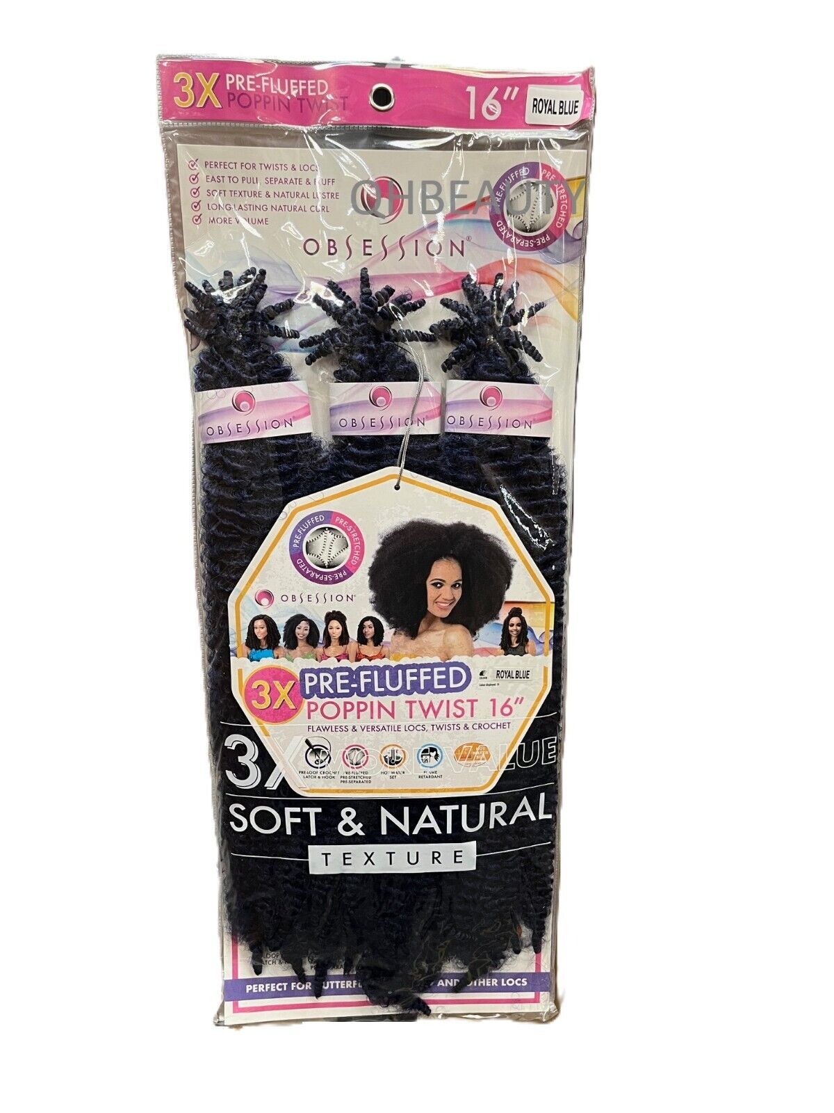 OBSESSION SYNTHETIC CROCHET SOFT BRAID 3X PRE-FLUFFED - POPPIN TWIST 16'' & 20"