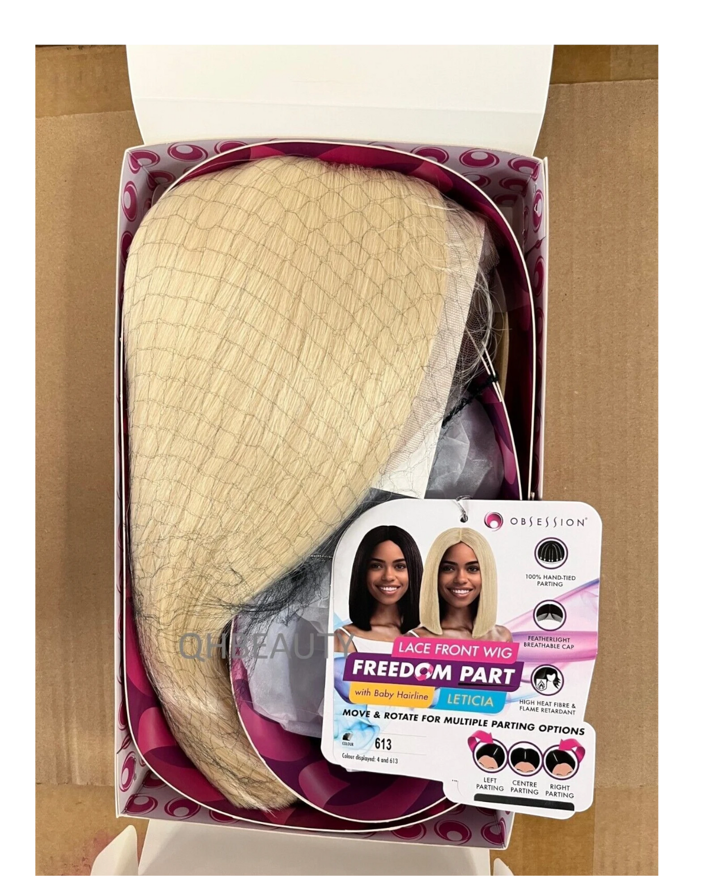 Obsession Synthetic Lace Front Free Part Hand Tied Straight Hair Wig - Leticia