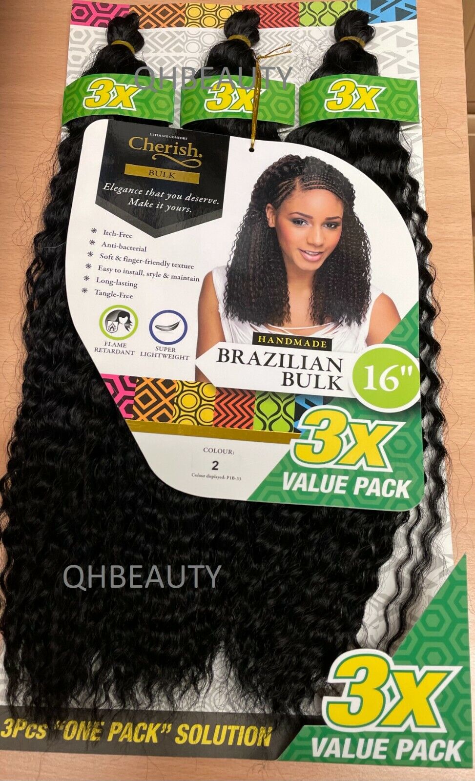 Cherish Synthetic Crochet Braid Hair Extension Handmade 3 x Brazilian Bulk 16''
