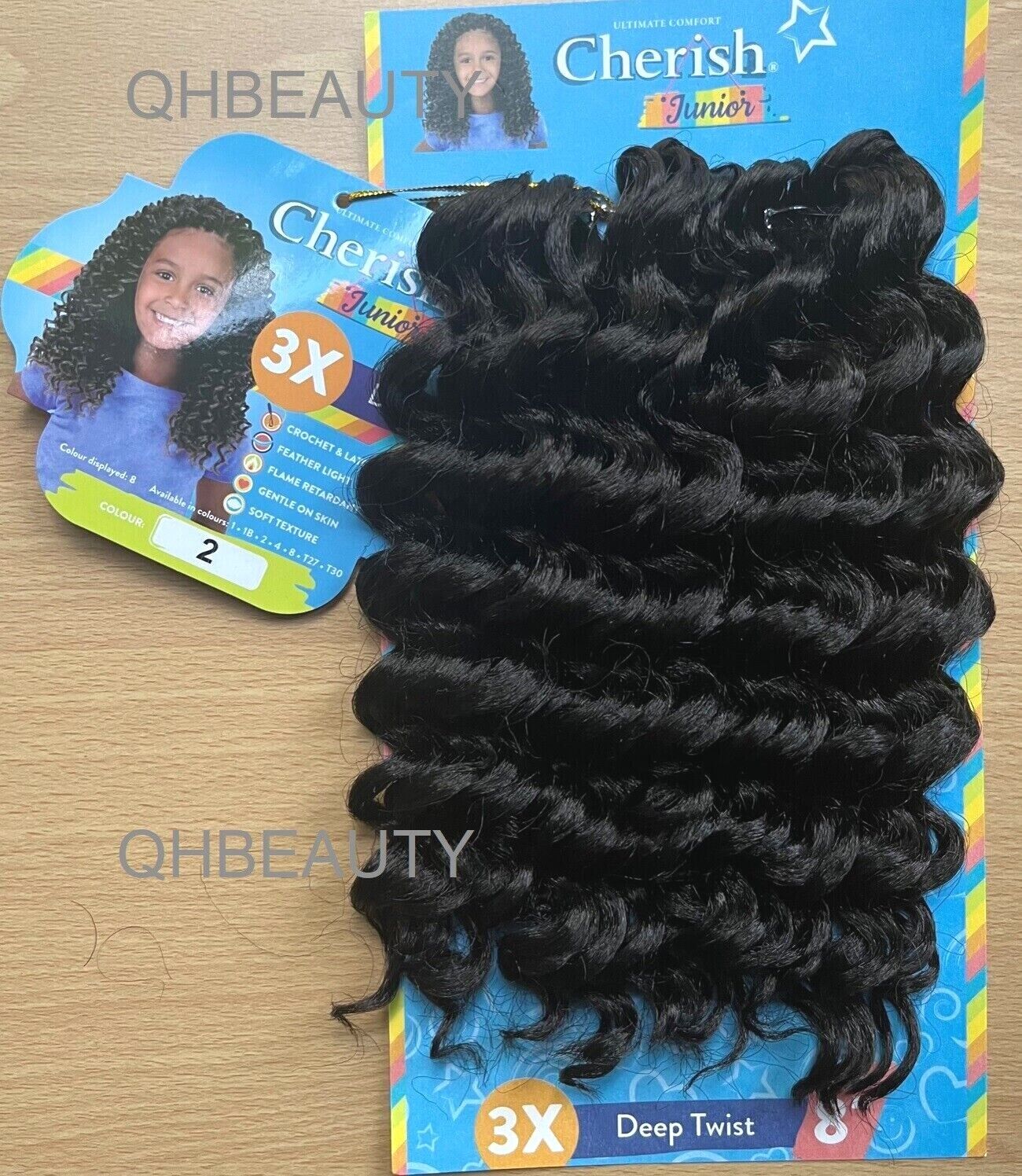 CHERISH SYNTHETIC JUNIOR KIDS CROCHET BRAID HAIR EXTENSION - 3 X DEEP TWIST 8 ''