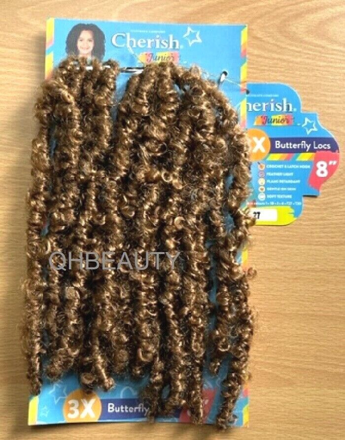 CHERISH SYNTHETIC JUNIOR KIDS CROCHET BRAID HAIR EXTENSION - 3 X BUTTERFLY LOCS 8 ''