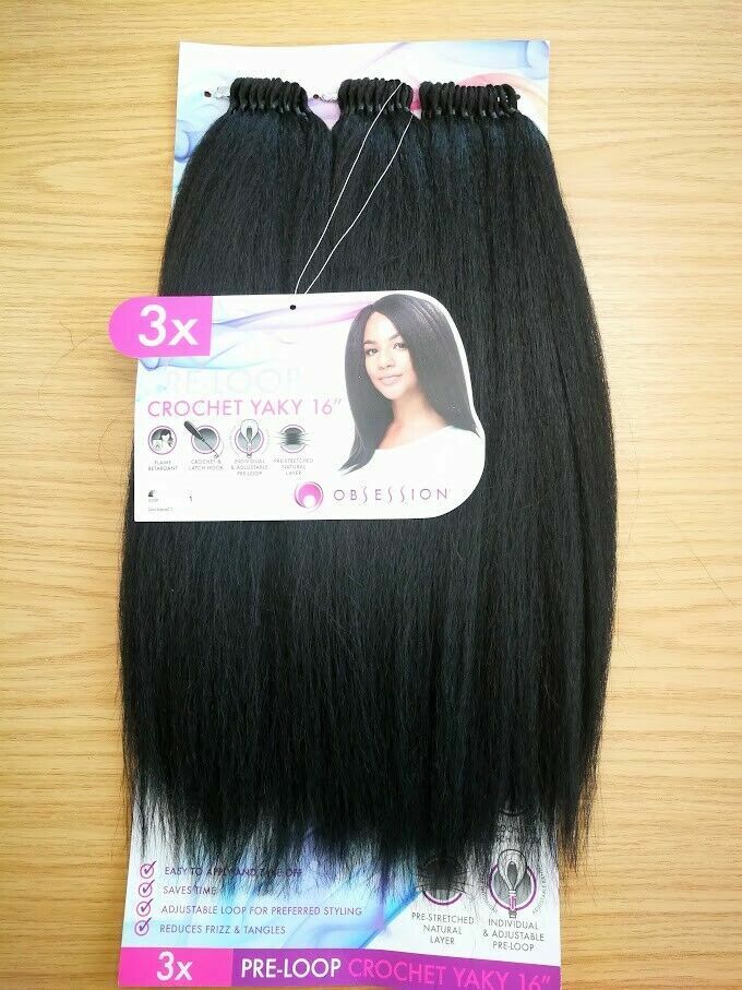 Obsession Synthetic Braid Straight Hair Extension - PRE LOOP CROCHET YAKY 16 ''