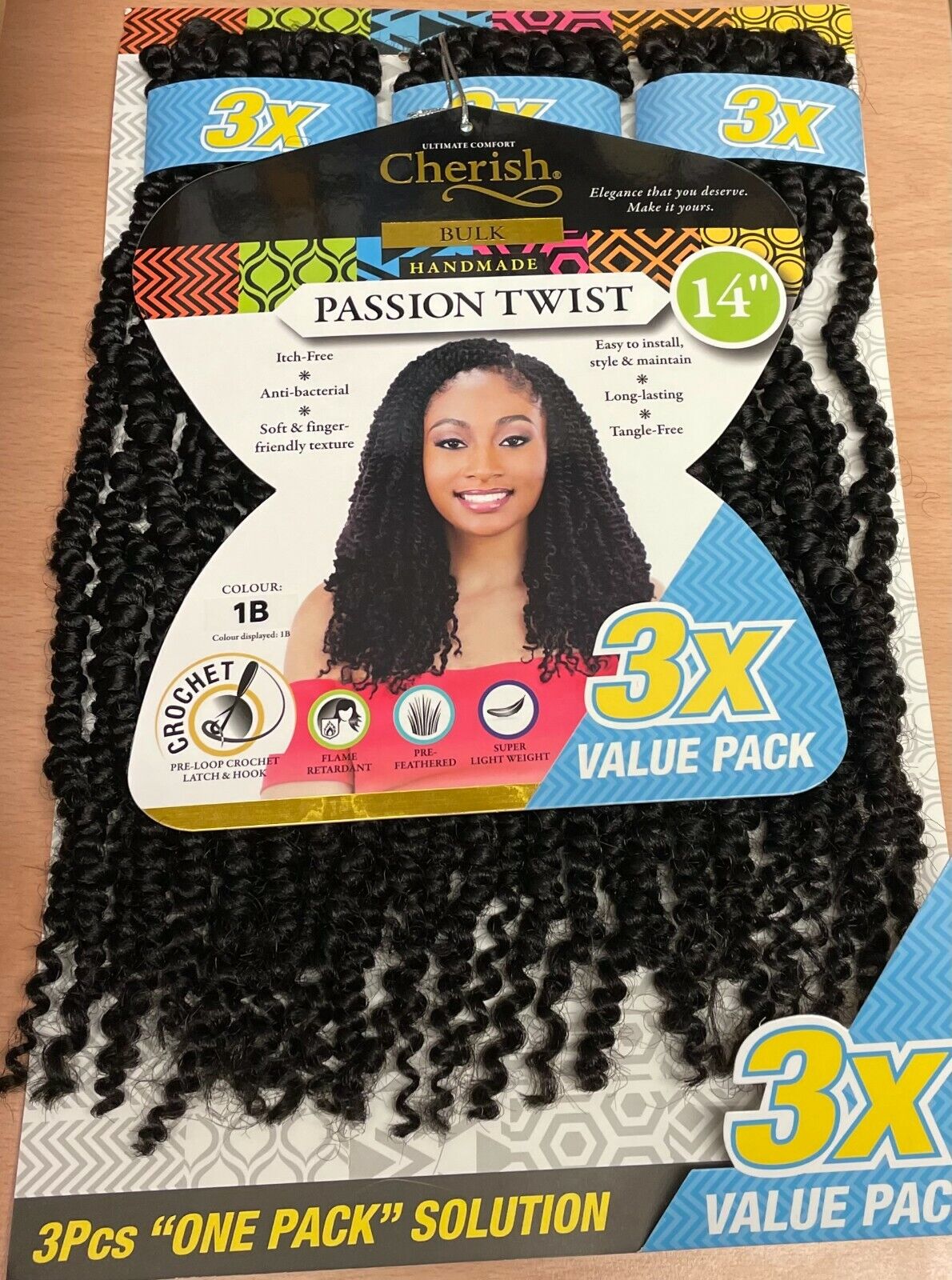 Cherish Synthetic Crochet Braid Hair Extension Handmade 3 x Passion Twist 14"