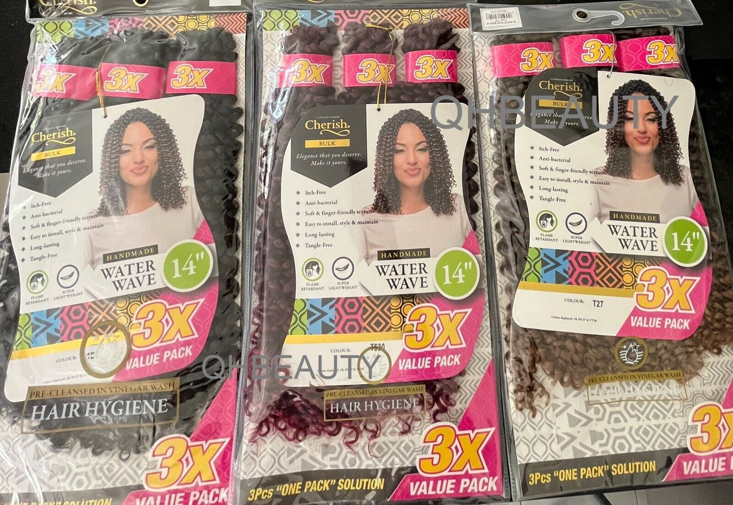 CHERISH SYNTHETIC CROCHET BRAID HAIR EXTENSION - 3 X WATER WAVE 14'' and 18''