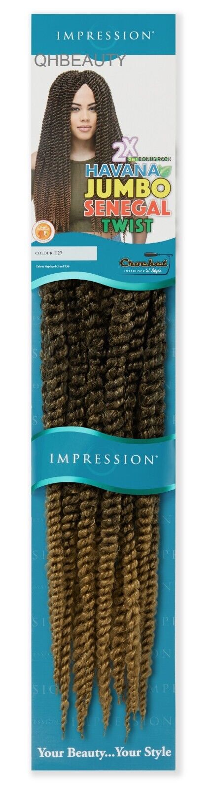 IMPRESSION CROCHET BULK HAIR EXTENSION BRAID - 2 X HAVANA JUMBO SENEGAL TWIST