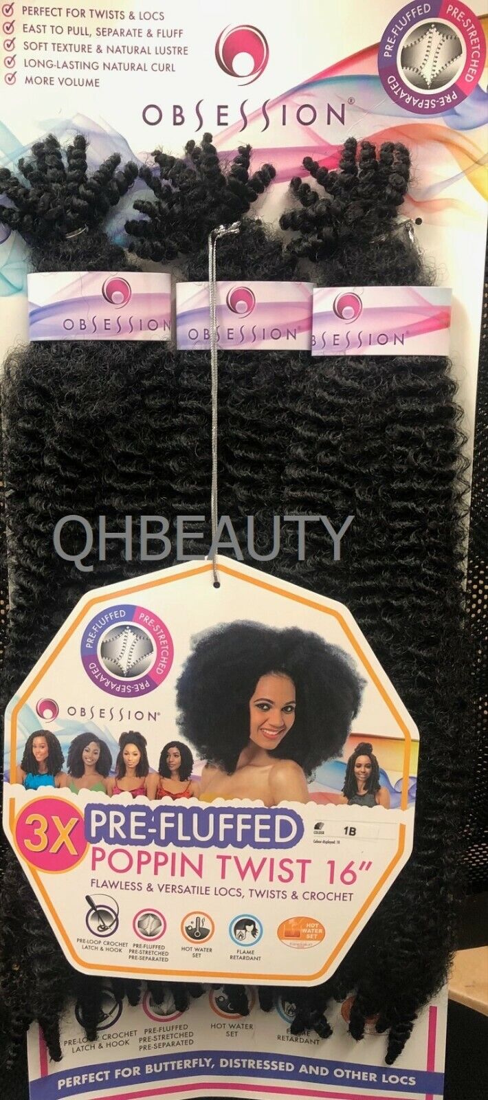 OBSESSION SYNTHETIC CROCHET SOFT BRAID 3X PRE-FLUFFED - POPPIN TWIST 16'' & 20"