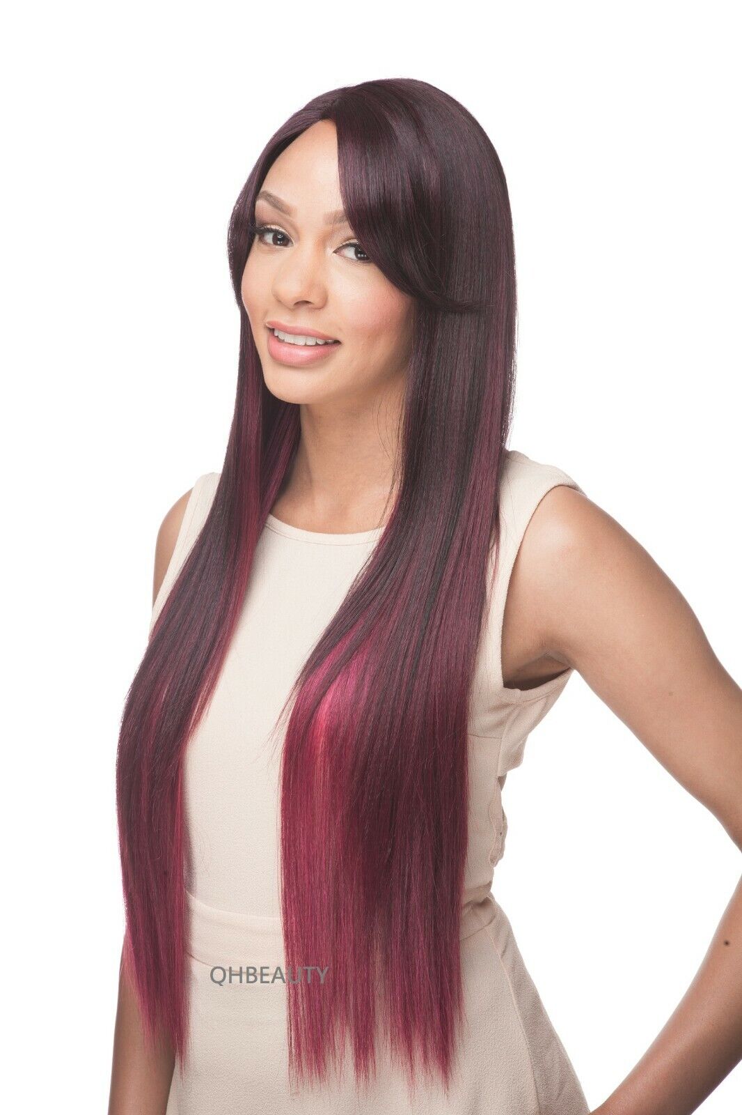 Impression Synthetic Invisible L Part Lace Long Yaky Straight Hair Wig -- RAVEN