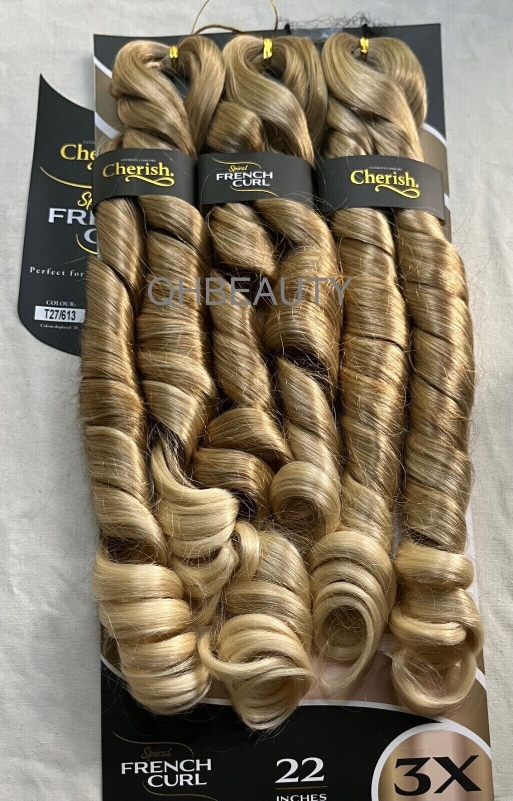 CHERISH SYNTHETIC CURLY SPIRAL HAIR EXTENSION BRAID - 3 x SPIRAL FRENCH CURL 22
